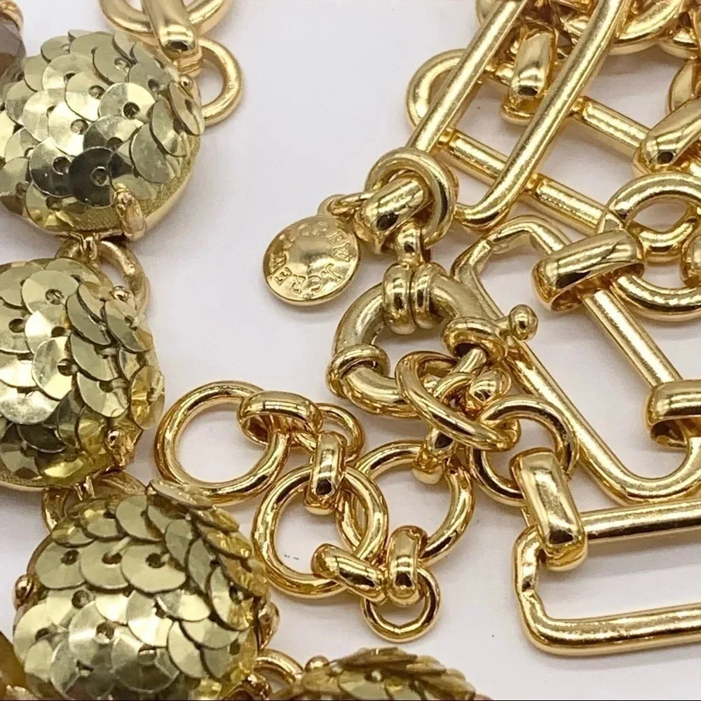 J. Crew Brown Jeweled Gold Sequin Necklace